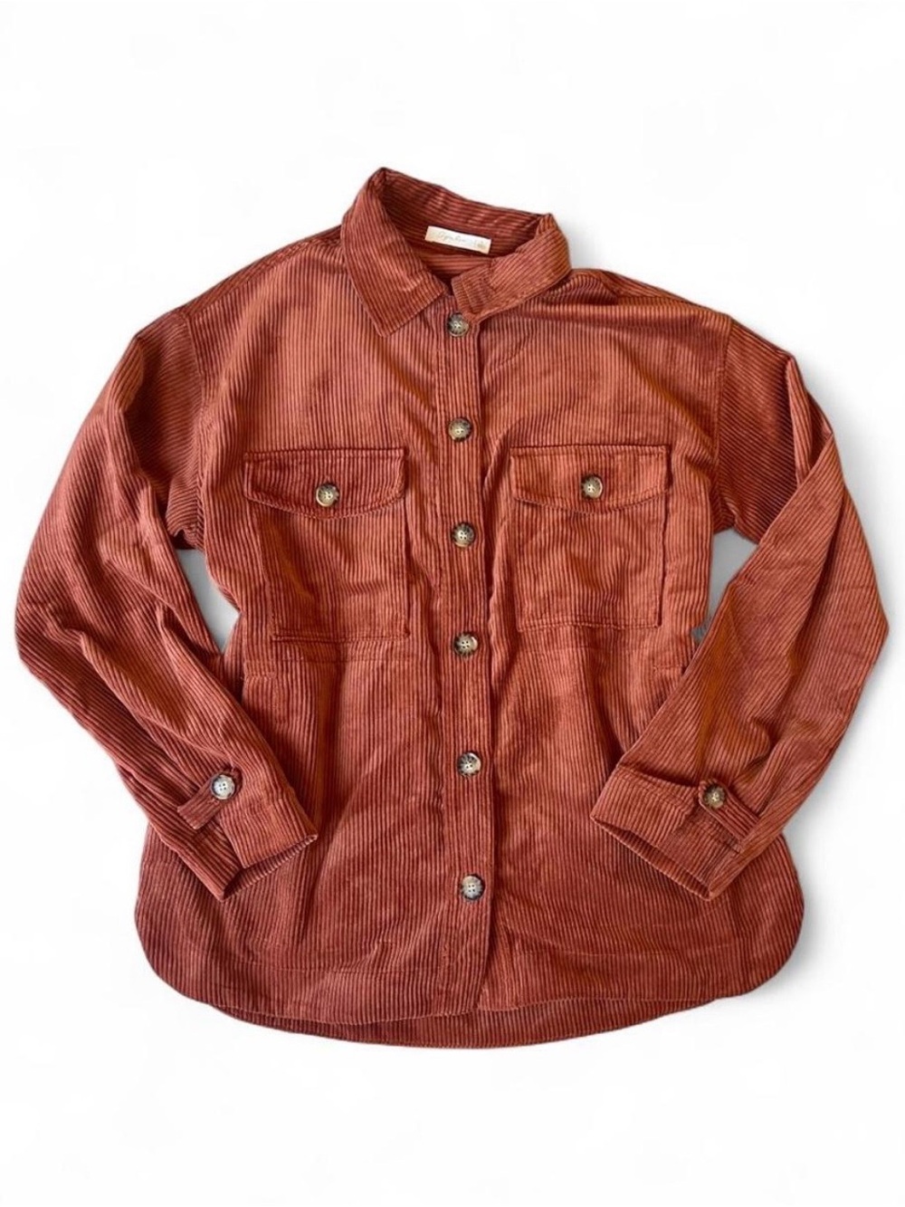 Burnt Orange corduroy jacket/ top button-up Shacket